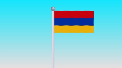 Armenia Flag Waving in the Wind On Blue Sky Background