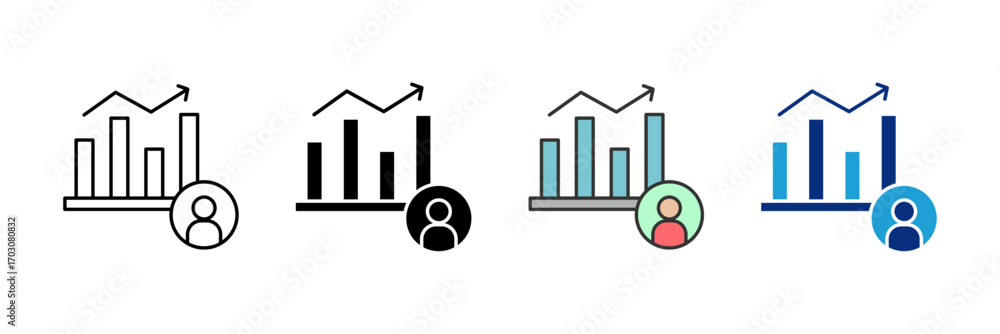 Poster trend chart icon set multiple style collection
