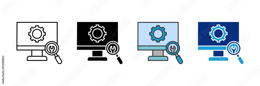 Poster seo tools icon set multiple style collection