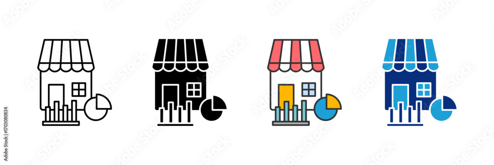 Poster market share icon set multiple style collection