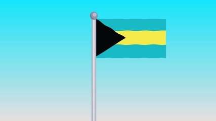 Bahamas Flag Waving in the Wind On Blue Sky Background