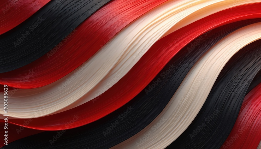 Poster abstract background illustration featuring flowing waves of red, black, cream colors. smooth, shiny 