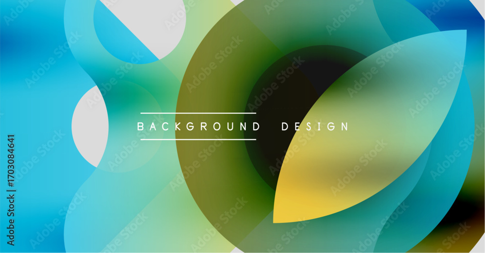 Poster abstract colorful background. overlapping circles create dynamic visual effect. gradient hues blend 