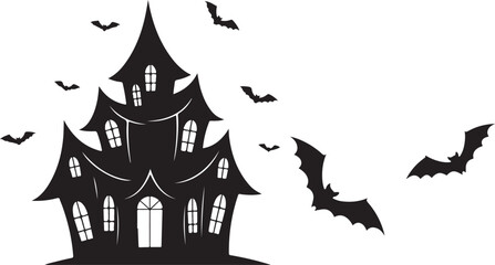 Spooky Haunted House with Flying Bats

Halloween Haunted Mansion Vector

Creepy Ghost House Silhouette Graphic