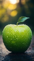 Dew-kissed Apple for Sunset Nature.