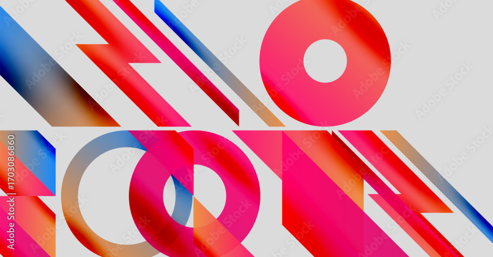 Aufkleber abstract geometric composition. vivid colors blend, creating dynamic shapes. lines intersect circles
