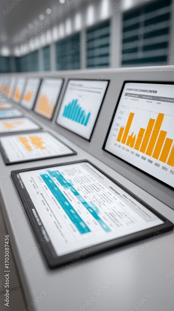 Poster harnessing data insights, a deep dive into computer screen graphs for enhanced business strategies.