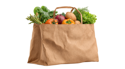 groceries in a bag isolated on transparent white background
