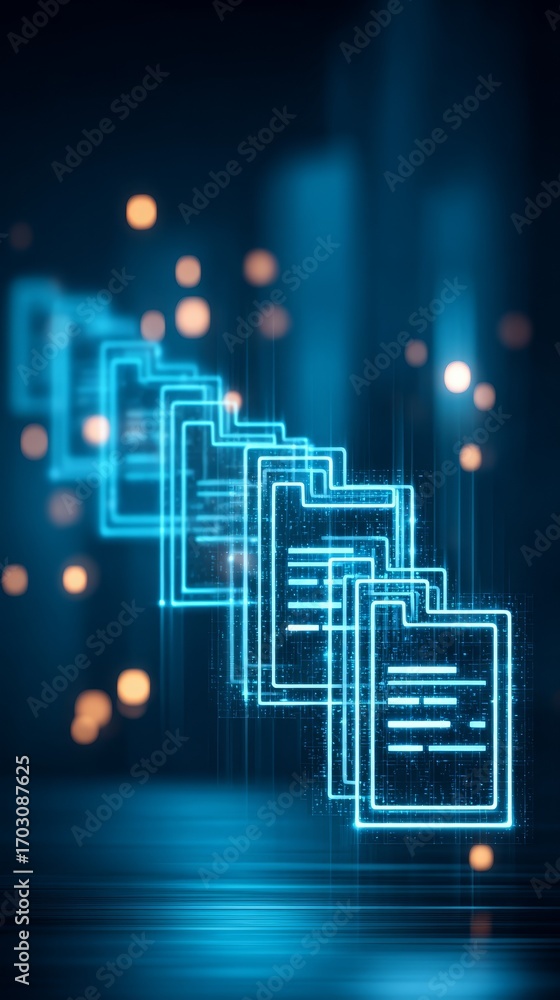 Poster abstract technology background with glowing lines and lights, futuristic design for digital innovati
