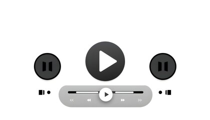 A minimalist illustration showcasing a media player interface with play, pause, and progress bar controls.
