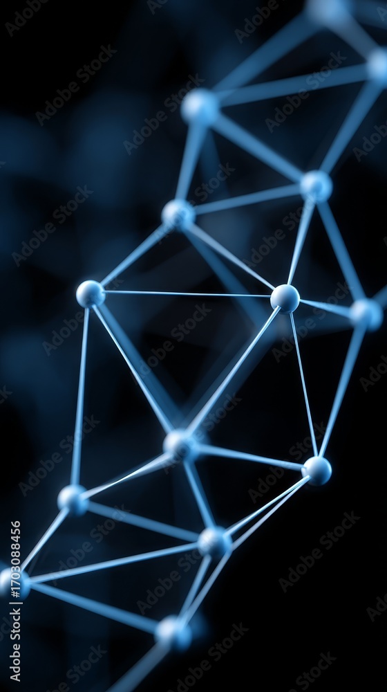 Poster global network connections, futuristic web of data visualization with interconnected nodes and lines