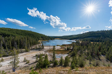 lake in the mountains in the summer