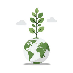 Eco Earth with Green Leaves Illustration