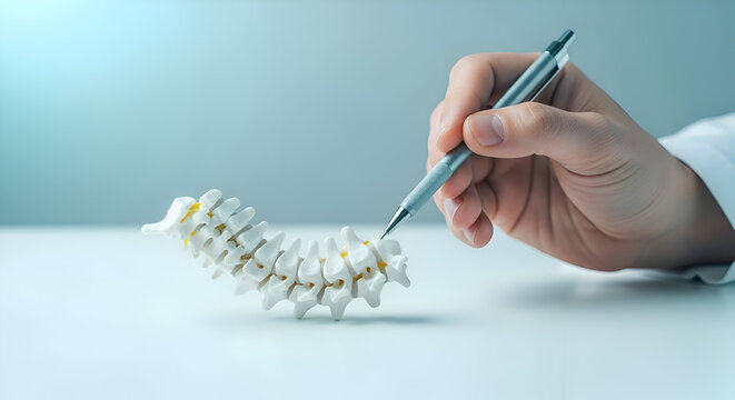 Doctor Explaining Spinal Anatomy with Model