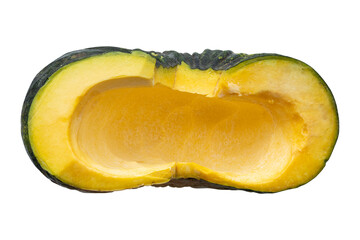 Fresh pumpkin cut in half isolated on a transparent background