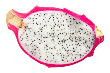 Half of dragon fruit isolated on a transparent background