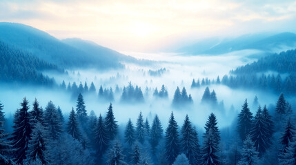 Scenery of Rising clouds in the black forest, Germany Monochrome