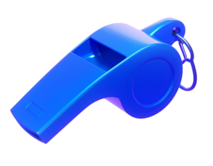 Futuristic Glowing 3D Rendered Blue Whistle with Digital Light Effects Isolated on Transparent Background PNG