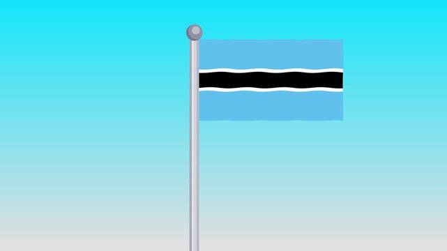 Botswana Flag Waving in the Wind On Blue Sky Background