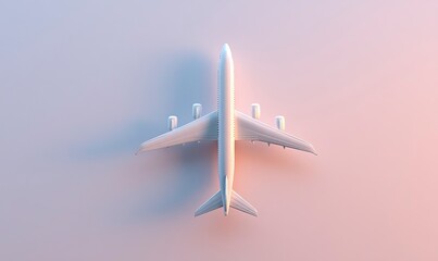 Fototapeta premium Overhead View of White Airplane Model