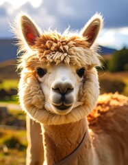 Obraz premium Close-up of a smiling alpaca