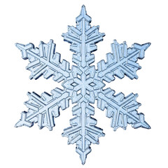 Intricate Snowflake 3d rendered, isolated on transparent background
