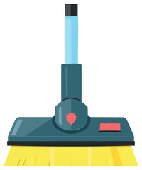 Illustrated Upright Vacuum Cleaner with a Yellow Bristle Brush for Cleaning
