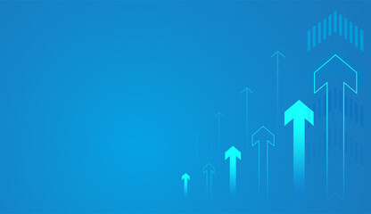 Multiple arrows pointing upward for trade on light blue background With Market shares element arrows rising upward, this image captures the essence of positive trends