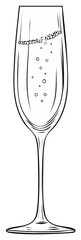 Elegant Champagne Glass Sparkling Celebration Outline Party Drawing