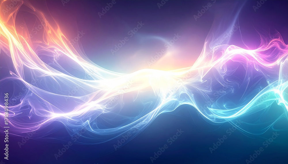 Poster abstract light streaks in blue and pink with glowing waves and particles creates a dynamic backgroun