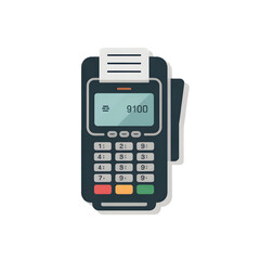 Modern POS terminal with printed receipt for contactless payment