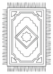 Obraz premium Decorative Area Rug with Fringe and Geometric Star Pattern Outline Illustration