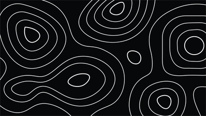 Abstract Topographic Line Pattern Background, Modern Black and White Contour Design