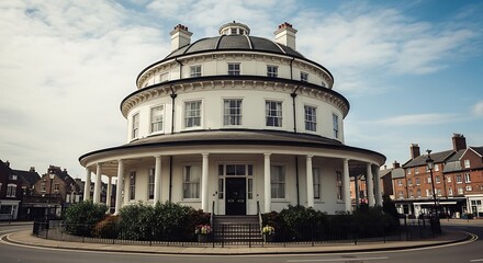 Striking Rotunda Building with Classical Architecture in a Serene Urban Landscape capturing history