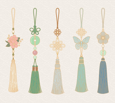 Korean Traditional Norigae Ornament Illustration Set