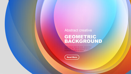 Vibrant overlapping circles create dynamic colorful background. Text element present, inviting further exploration.