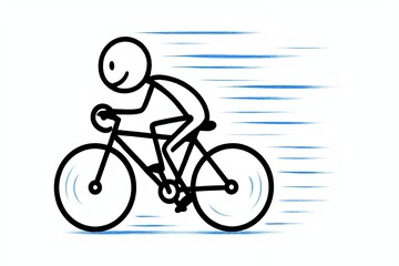 Obraz premium Cartoon Man Riding Bicycle Fast Illustration