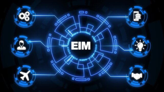 Glowing Neon EIM Enterprise information management system.