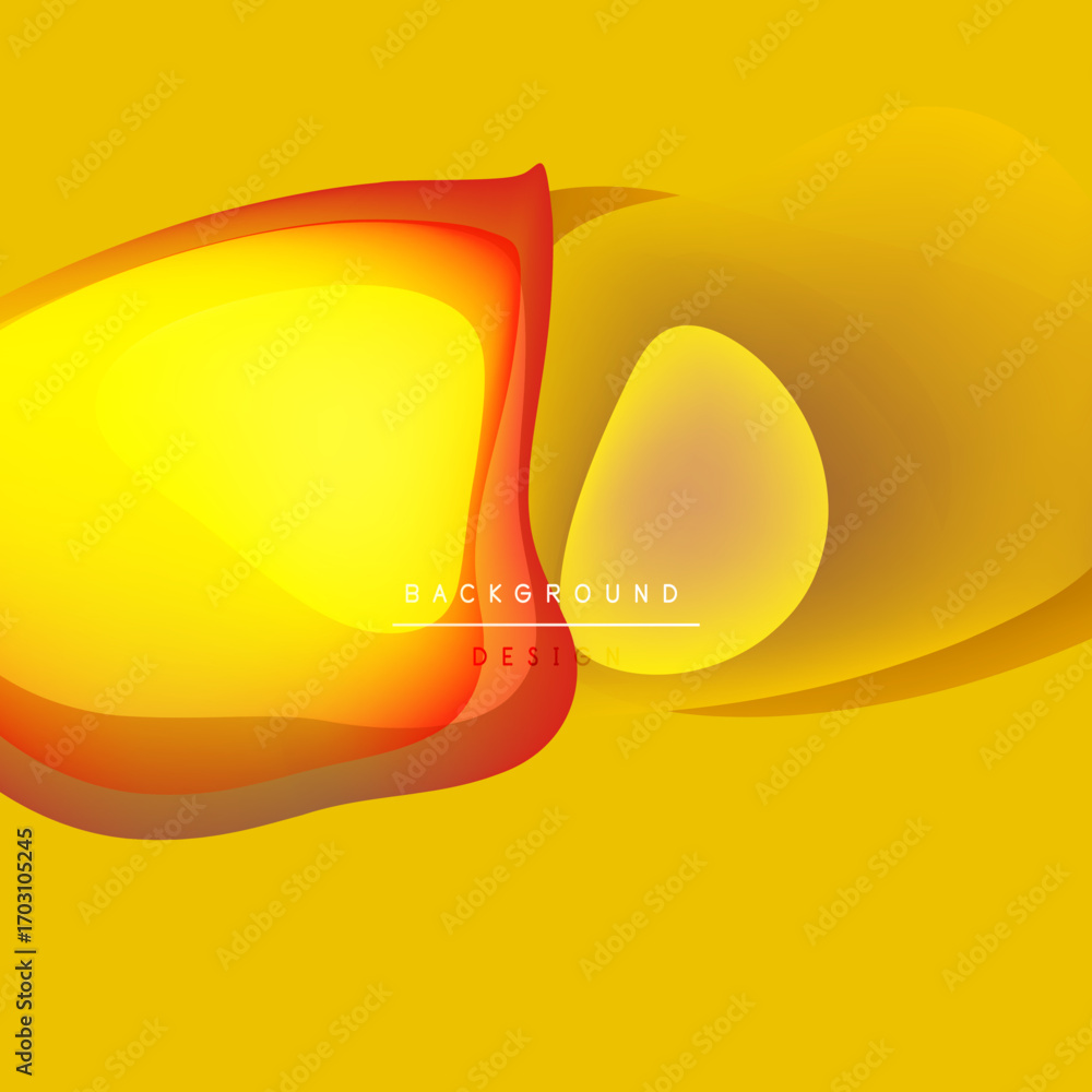 Poster abstract yellow background. overlapping shapes create dynamic visual effect. smooth gradients, moder