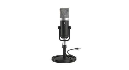 Studio condenser microphone for professional audio recording isolated PNG with Transparent Background