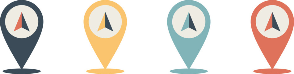 Minimal flat design set of navigation and location pins