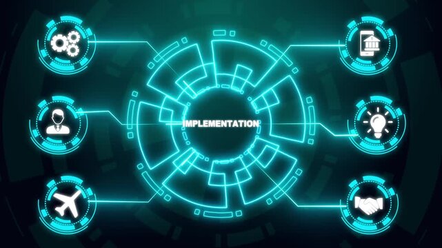 IMPLEMENTATION, web technology concept. Business, Technology, Internet and network concept.