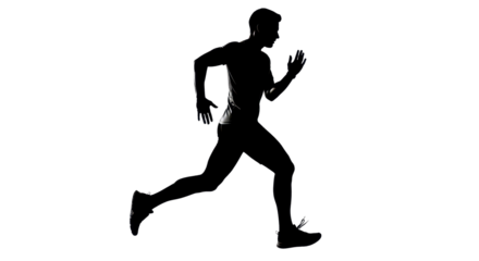 Silhouette of a running man, action shot isolated PNG with Transparent Background