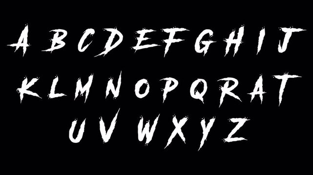 Hand drawn Alphabet letter animation on black background, doddle  scribble alphabet letter sign with alpha channel.