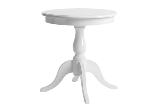 Elegant white wooden accent table Isolated on transparent background