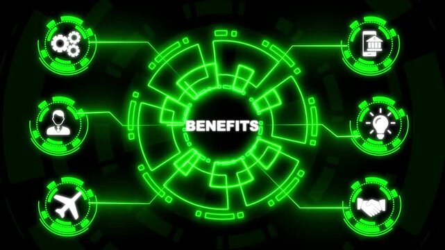 Glowing Neon Employee benefits help to get the best human resources. Business concept.