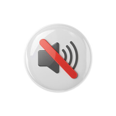 Sound muted notification symbol with an isolated transparent background rendering