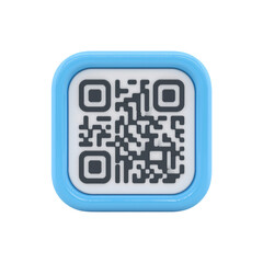 Stylized QR Code Presentation with Rounded Blue Border on Isolated Transparent Field
