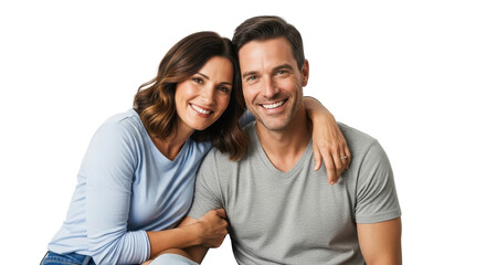 Happy couple embracing and smiling isolated PNG with Transparent Background