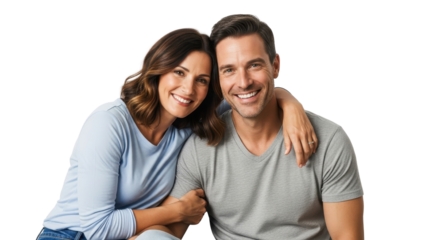 Happy couple embracing and smiling isolated PNG with Transparent Background